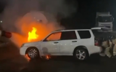 Автомобиль загорелся на газовой заправке в Актюбинской области