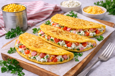 И никакой шаурмы не надо: банка кукурузы — и на столе чумовые лепешки с сырной начинкой
